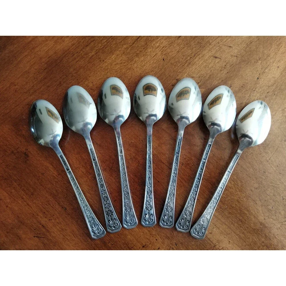 Interpur FLORENZ Stainless Flatware MCM Korea Lot 7x Table Dinner Spoon 7.25